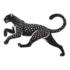 Simplified Running Leopard silhouette for versatile artistic use - Running Leopard illustration - minimallest Running Leopard vector
