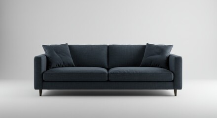 Dark Gray Fabric Sofa with Pillows - Studio Shot