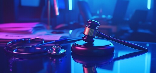 A gavel and stethoscope symbolizing the intersection of law and medicine.