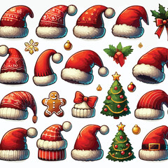santa hat set vector