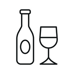 Wine bottle and glass icon features a sleek and sophisticated design
