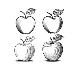 Apple Line art black and white
