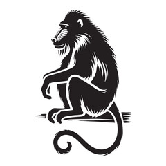 Unique Mandrill silhouette for artistic media applications - Mandrill illustration - minimallest Mandrill vector
