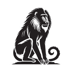 Minimalistic Mandrill silhouette for digital designs - Mandrill illustration - minimallest Mandrill vector
