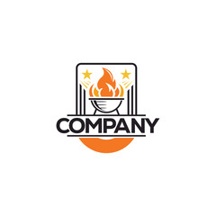Logo design of a fire and grill logo. 