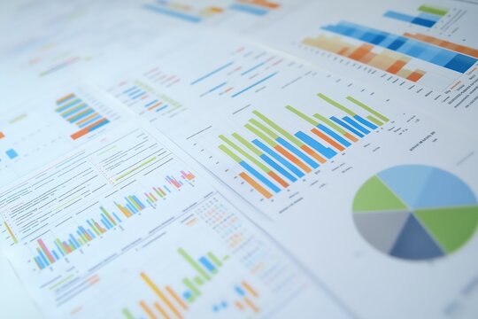Collection of Colorful Charts and Graphs Displaying Analytical Data