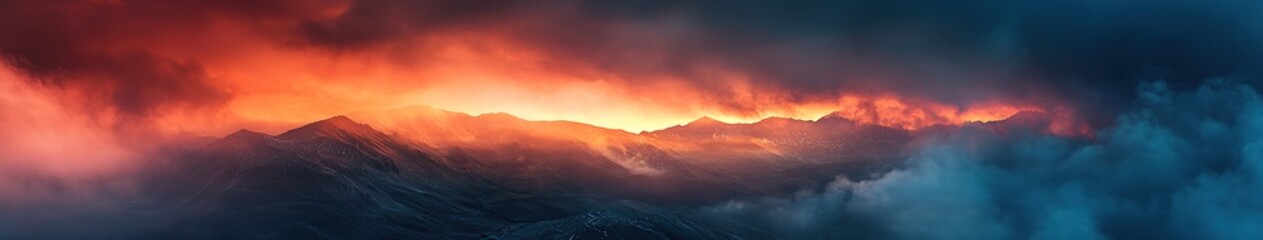 Fototapeta premium Majestic mist landscapes with high mountains of Georgia, Europe. Dramatic sky. Caucasus mountains
