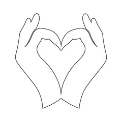 Continuous One Line Drawing of Two Hands Holding a Heart - Minimalist Vector Illustration