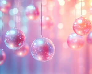 Fototapeta premium Ethereal Floating Spheres A Minimalist Surreal Pastel Scene in Soft Geometry