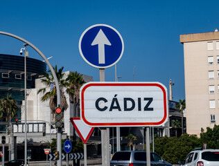 Walking through Cadiz, one of oldest cities and ports in Europe on Atlantic Ocean in southern Spain in Andalusia, tourists destination