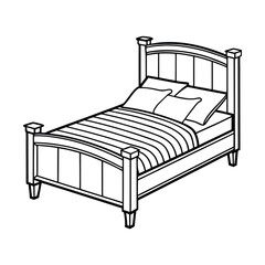 Editable Bed Outline Vector Illustration