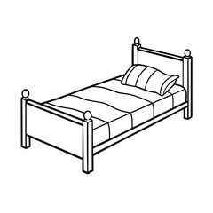 Editable Bed Outline Vector Illustration