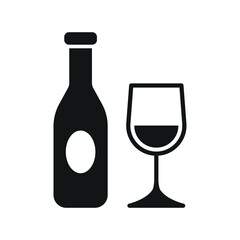 Wine bottle and glass icon features a sleek and sophisticated design
