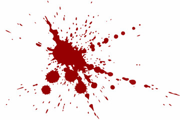 Fototapeta premium blood drop on white background, Blood splatter, red ink splash, crime scene, dramatic, high contrast, white background, abstract, graphic design, forensic evidence, violent, shocking, detailed droplet
