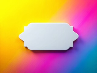 Blank White Label on Vibrant Yellow, Pink & Blue Background - Silhouette Copy Space Stock Photo