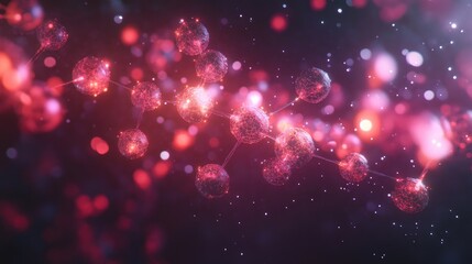 Abstract molecular network featuring illuminated particles connected by glowing lines; futuristic scientific visualization.