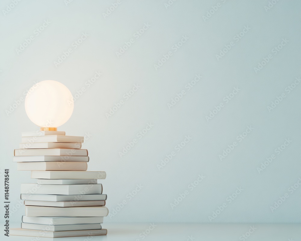 Aufkleber dreamlike library corner soft glow of knowledge in minimalist serenity