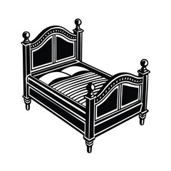 Editable Bed Frame Silhouette Vector Graphic