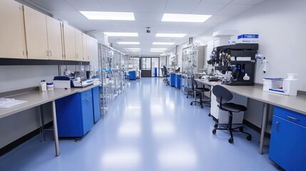 Biotechnology laboratory showcasing advanced genetic research techniques; bright, modern layout filled with cutting-edge devices.