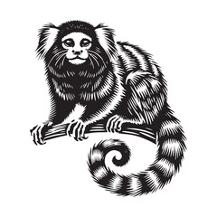 Bold marmoset silhouette for artistic digital designs - Marmoset illustration - minimallest marmoset vector
