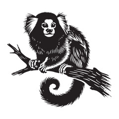Detailed marmoset silhouette for versatile digital projects - Marmoset black vector
