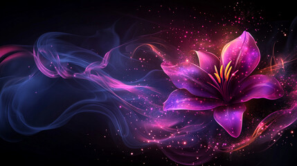 magical purple lily flower blooms, symbolizing mystery, transformation, and spiritual growth. Its rich color and delicate petals evoke a sense of tranquility amidst chaos and change