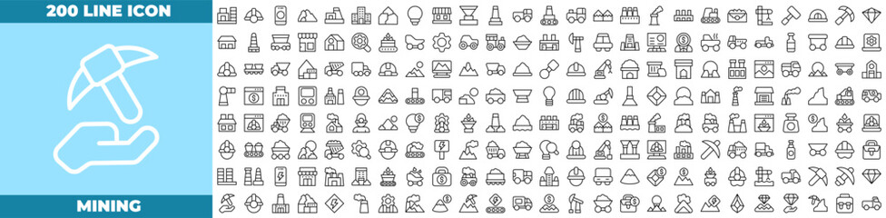 Mining Line Editable Icons set