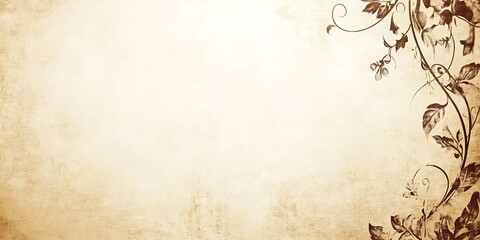 Antique Parchment Background with Floral Design