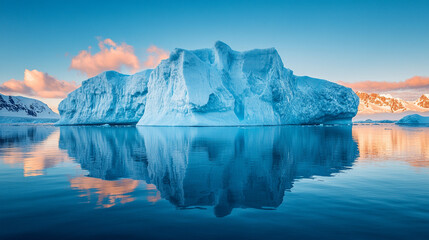 Fototapeta premium iceberg submerged under water represents the unseen struggles beneath the surface, with its chaotic nature signifying conflict and hidden forces