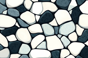 Seamless Pebble Stone Wall Texture Background for Design. Generative AI