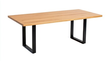 Modern Wooden Table with Metal Legs for Dining Room