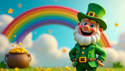 AI-generated image of a 3D animation-style leprechaun celebrating St. Patrick's Day 