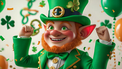 AI-generated image of a 3D animation-style leprechaun celebrating St. Patrick's Day 