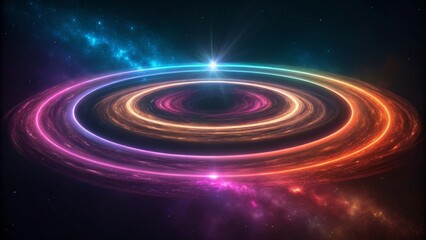 Obraz premium Futuristic Glowing Rings in Space with Colorful Particle Effects