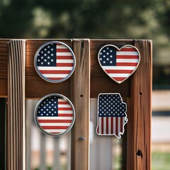 The image shows five variations of designs based on the United States flag