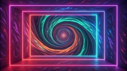 Abstract Vortex Swirling Into Endless Depths with Neon Glow Effects