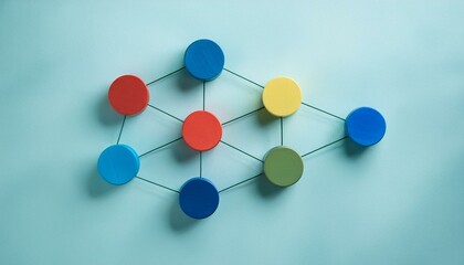 An abstract representation of a network of colored and sized circles moving toward and away from each other
