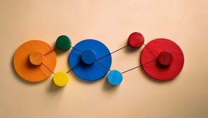 Obraz premium An abstract representation of a network of colored and sized circles moving toward and away from each other