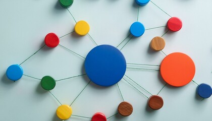 An abstract representation of a network of colored and sized circles moving toward and away from each other