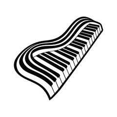 Stylized Wavy Piano Keyboard Vector - Musical Art in Black and White