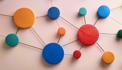 An abstract representation of a network of colored and sized circles moving toward and away from each other