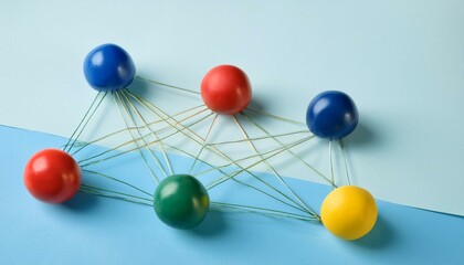 An abstract representation of a network of colored and sized circles moving toward and away from each other