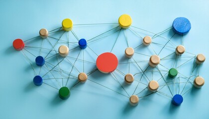 Obraz premium An abstract representation of a network of colored and sized circles moving toward and away from each other