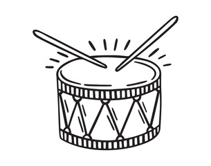 drum doodle hand drawn icon. Outline drawing drum line clipart symbol