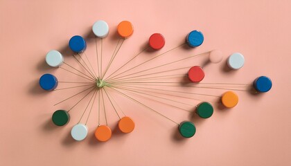 An abstract representation of a network of colored and sized circles moving toward and away from each other