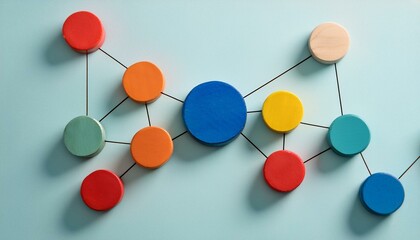 Obraz premium An abstract representation of a network of colored and sized circles moving toward and away from each other