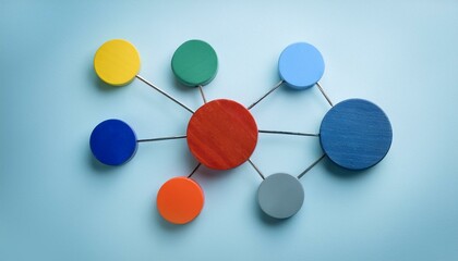 Obraz premium An abstract representation of a network of colored and sized circles moving toward and away from each other