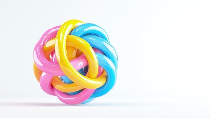 Fototapeta premium Abstract colorful intertwined sphere on white background.