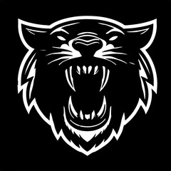 Angry tiger head line art silhouette vector