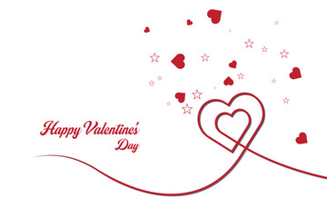 Happy valentine day white background with love heart.